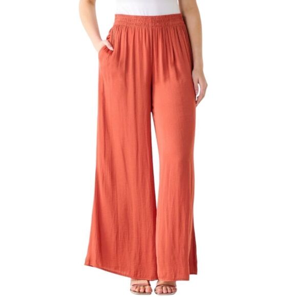 DEX Flowy Wide Leg Pant Copper Wide Leg Pants Satin Flowy Women's Plus Size 3X - Picture 1 of 11